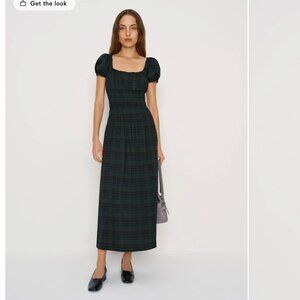 Reformation Dark Green Plaid Midi Dress